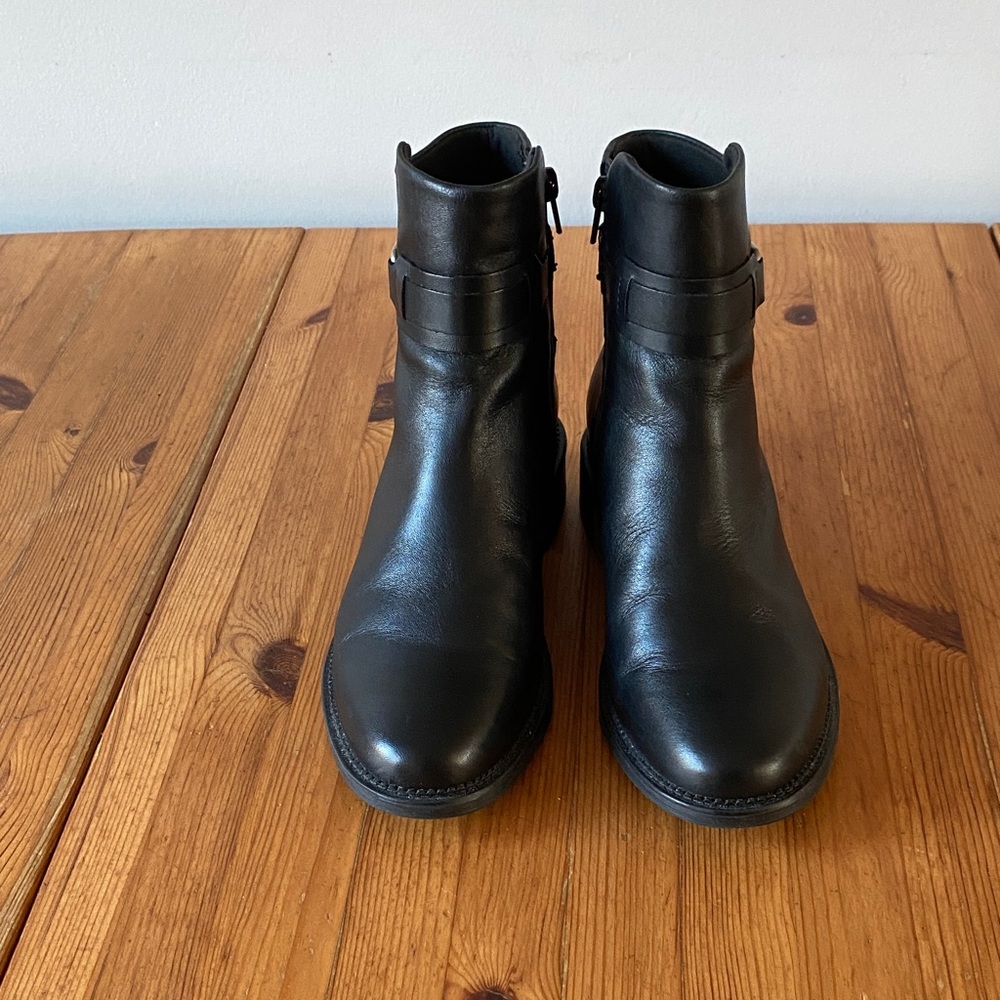 Clarks Black Leather Ankle Booties